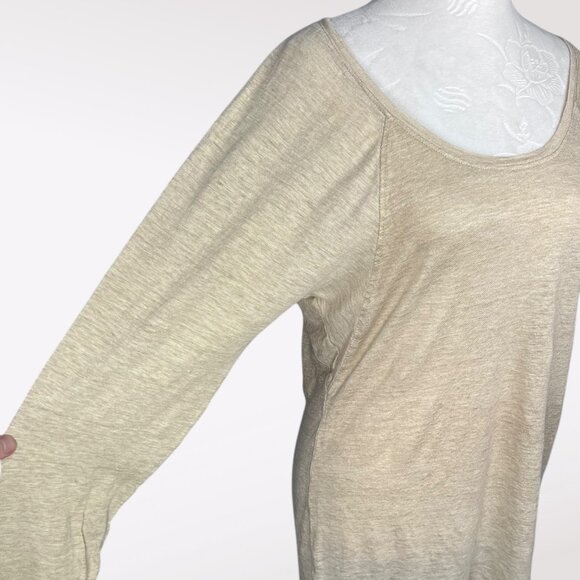 Athleta Shiva Shimmer Linen Long Sleeve Top Oatmeal Heather Small - Picture 7 of 10